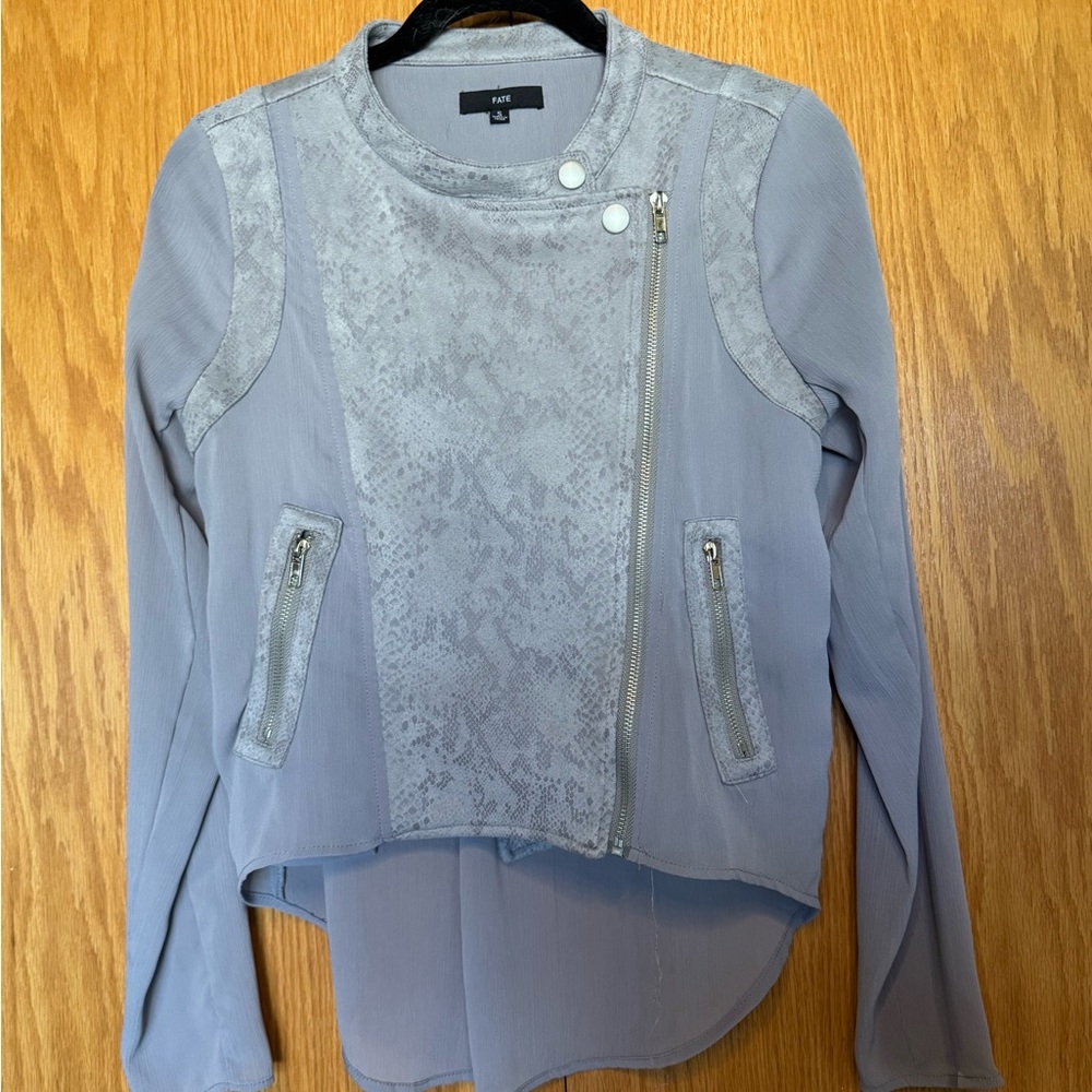 FATE Women's Light Gray Asymmetrical Jacket